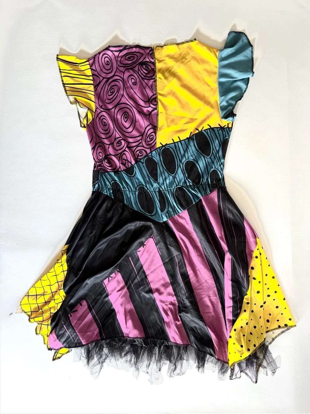 Disney Nightmare Before Xmas Sally Costume Dress Girls L 12-14 fits Adult XS EUC